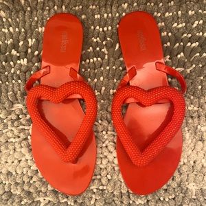 Melissa Red Big Heart Jelly Flip Flops Size 10